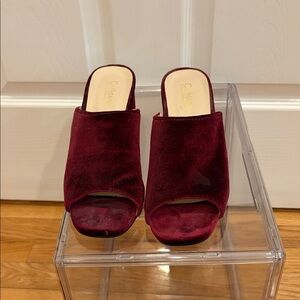 Catherine Malandrino Burgundy Velvet Mules